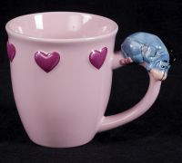 Disney Winnie the Pooh 3D Sculpted Eeyore Pink Hearts Coffee Mug